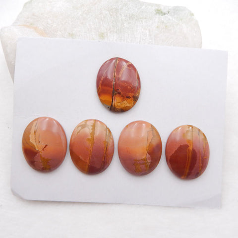 5 PCS Natural Red Creek Jasper Cabochons 25x20x5mm, 19g