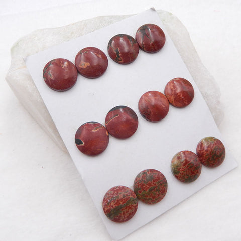 12 PCS Natural Red Creek Jasper Cabochons 16X5mm, 20.5g