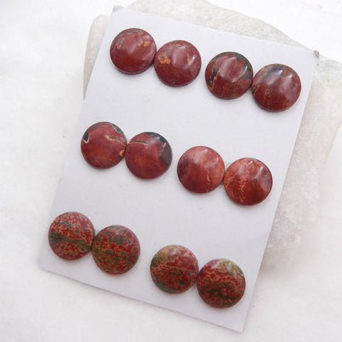 12 PCS Natural Red Creek Jasper Cabochons 16X5mm, 20.5g