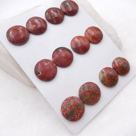 12 PCS Natural Red Creek Jasper Cabochons 16X5mm, 20.5g