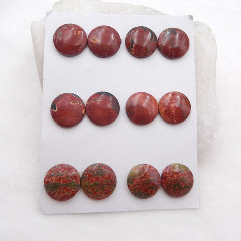 12 PCS Natural Red Creek Jasper Cabochons 16X5mm, 20.5g