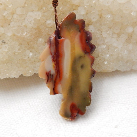 Carved Mookaite Jasper Gemstone Indian Head Pendant, 42x22x7mm, 8.3g - MyGemGarden