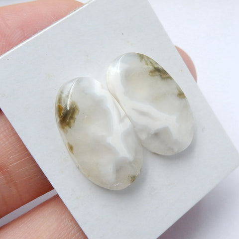 Natural Ocean Jasper Gemstone Cabochon Pair, 19x11x4mm, 3.3g - MyGemGarden