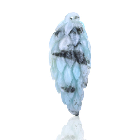 New Arrival Carved Amazonite Gemstone leaf Pendant Bead, 37x23x10mm, 17.4g - MyGemGarden