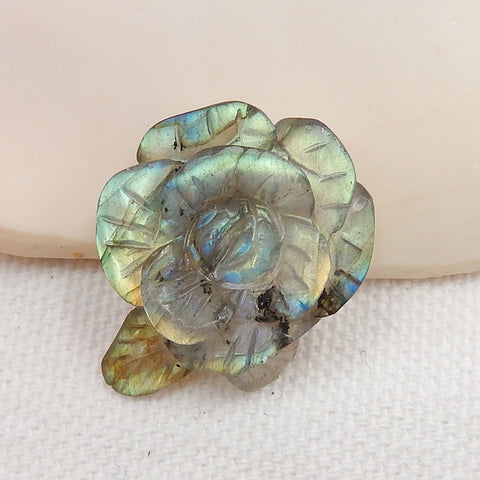 Carved Labradorite Flower Pendant, 26x20x7mm, 3.5g - MyGemGarden