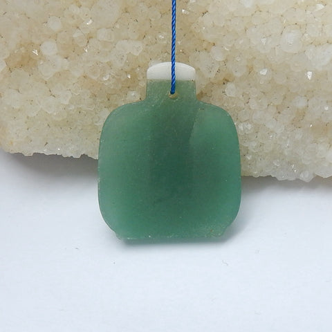 Perle pendentif en aventurine verte, 37 x 30 x 8 mm, 14,4 g