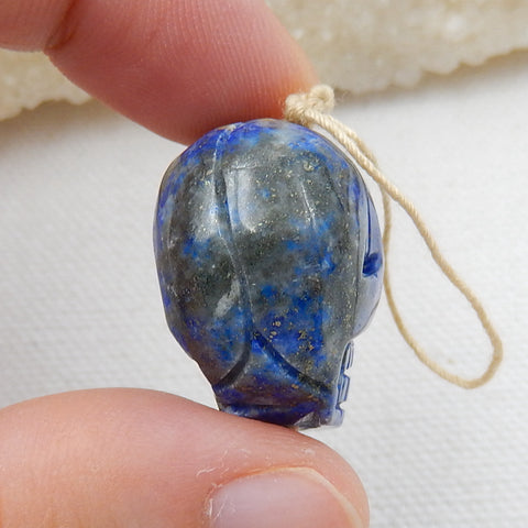 Lapis Lazuli Carving Skull Pendant, 24x18x16mm, 11.3g - MyGemGarden