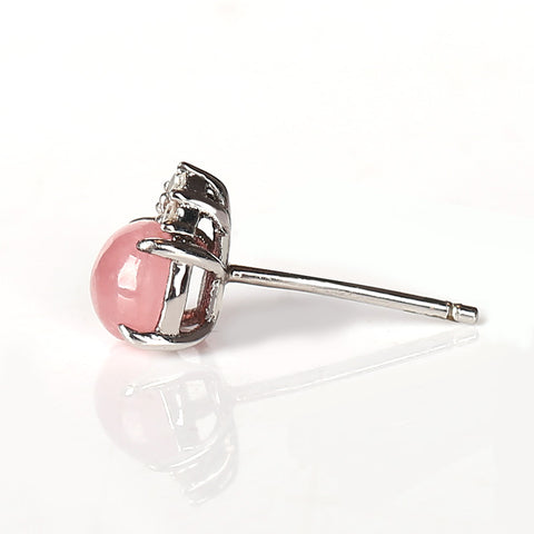 New design, 5mm Rhodochrosite and Diamond Earrings. 18-carat platinum Dainty Gift, Gift Wedding Gift, 7.5ct - MyGemGarden