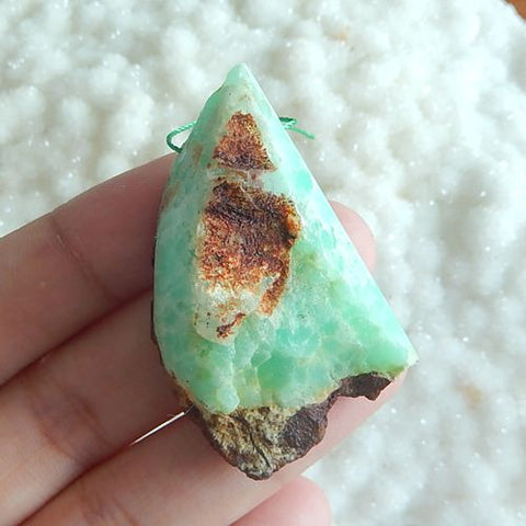 NEW, Drusy Chrysoprase Gemstone Fashion Pendant Bead 46x27x15mm 20.8g - MyGemGarden