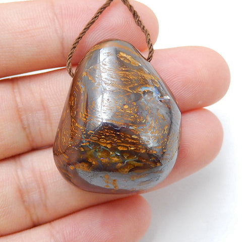 New, Natural Boulder opal Drilled Gemstone Pendant Bead, 30x24x17mm, 18.8g - MyGemGarden