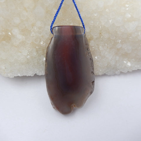 Agate Gemstone Natural Pendant Bead, 44x25x8mm, 15.5g - MyGemGarden