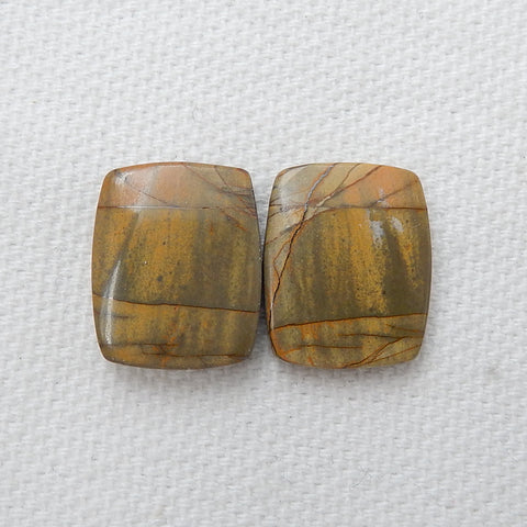 Natural Multicolor Picasso jasper Gemstone Cabochon Pair, 16x13x4mm, 3.4g - MyGemGarden