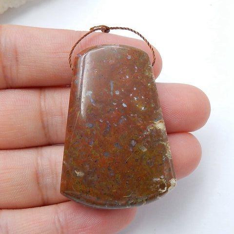 Natural Ocean Jasper Drilled Gemstone Pendant Bead, 40x28x8mm, 16.2g - MyGemGarden