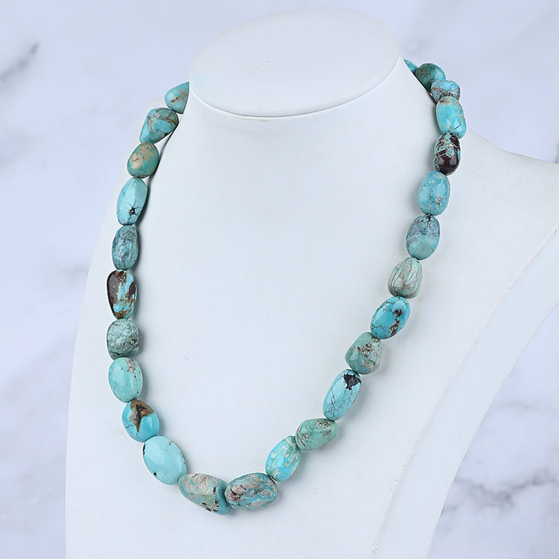 Natural Turquoise Necklace, Turquoise Bead Strands Handmade Gemstones, Adjustable Necklace, 1 Strand, 16-20 inch, 46.9g