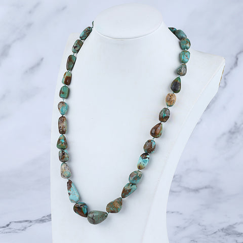 Natural Turquoise Necklace, Turquoise Bead Strands Handmade Gemstones, Adjustable Necklace, 1 Strand, 20-26 inch, 57.5g