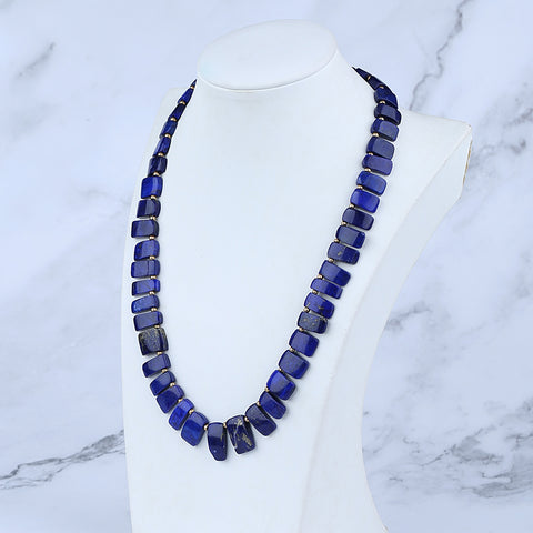 Natural Lapis Lazuli Jewelry Necklace, Adjustable necklace, 1 Strand, 20-30 inch, 55g