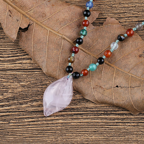 Agate Faceted Gemstone With Silver Beads Necklace, Rose Quartz Pendant, Handmade Jewelry, 1 Strand, 22 Inch, 29.3g