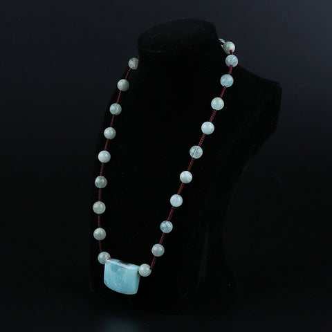 Natural Amazonite,Blue Aquamarine Gemstone Necklace