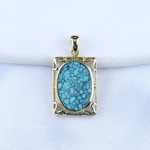 Natural Gemstone Turquoise Copper Pendant