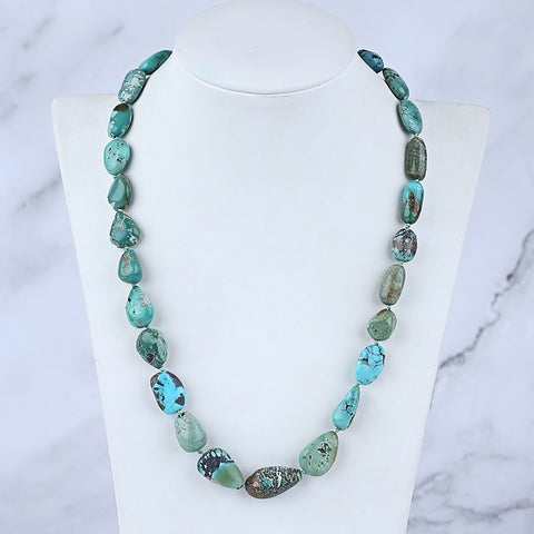 Natural Turquoise Necklace, Turquoise Bead Strands Handmade Gemstones, Adjustable Necklace, 1 Strand, 18-22 inch, 45.2g