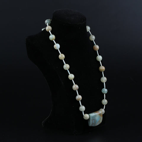 Natural Amazonite,Blue Aquamarine Gemstone Necklace