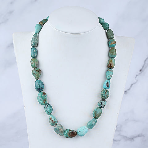 Natural Turquoise Necklace, Turquoise Bead Strands Handmade Gemstones, Adjustable Necklace, 1 Strand, 16-22 inch, 51g