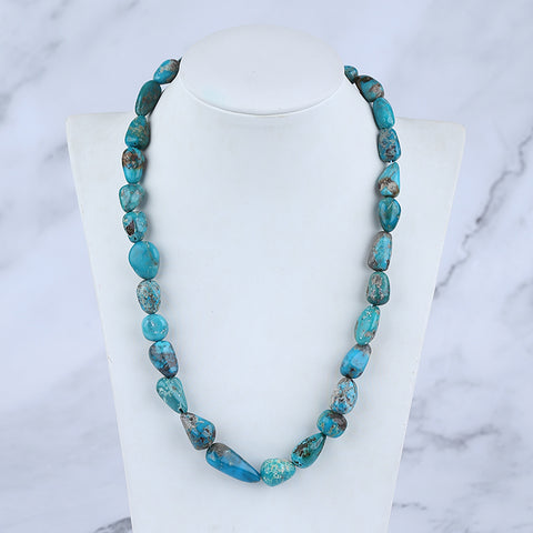 Natural Turquoise Necklace, Turquoise Bead Strands Handmade Gemstones, Adjustable Necklace, 1 Strand, 18-22 inch, 59g