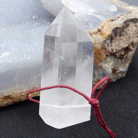 Natural White Quartz Pendant Bead 60x31x22mm 59.1g