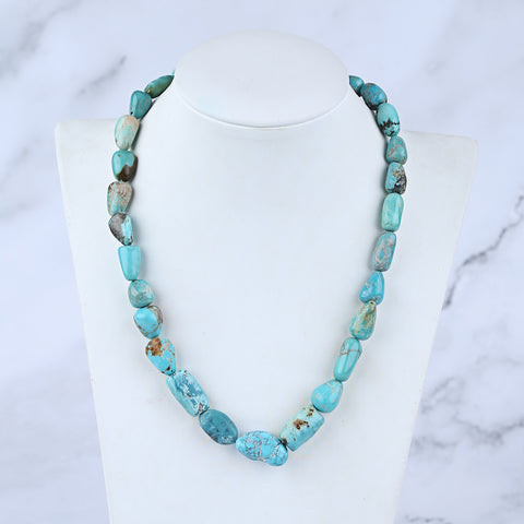 Natural Turquoise Necklace, Turquoise Bead Strands Handmade Gemstones, Adjustable Necklace, 1 Strand, 16-20 inch, 42.5g