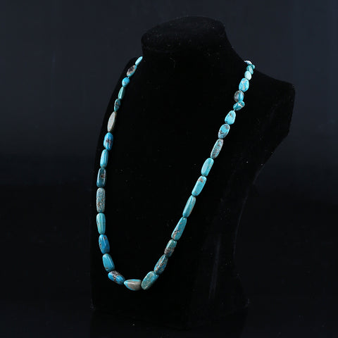 Natural Turquoise Necklace, Turquoise Bead Strands Handmade Gemstones, Adjustable Necklace, 1 Strand, 20-32 inch, 27g