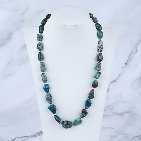 Natural Turquoise Necklace, Turquoise Bead Strands Handmade Gemstones, Adjustable Necklace, 1 Strand, 20-26 inch, 58.7g