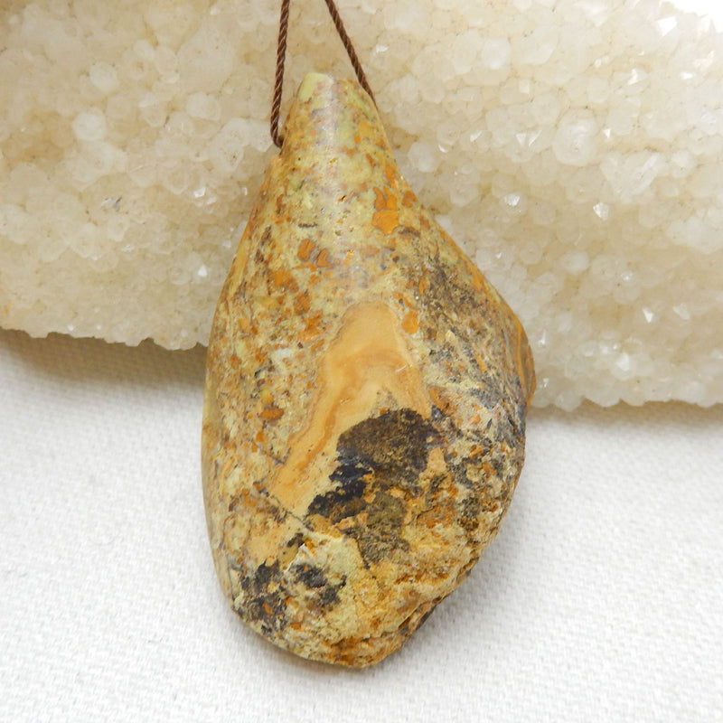 Natural Yellow Opal Gemstone Pendant, Natural Stone Jewelry, 60x36x17mm, 31.5g - MyGemGarden