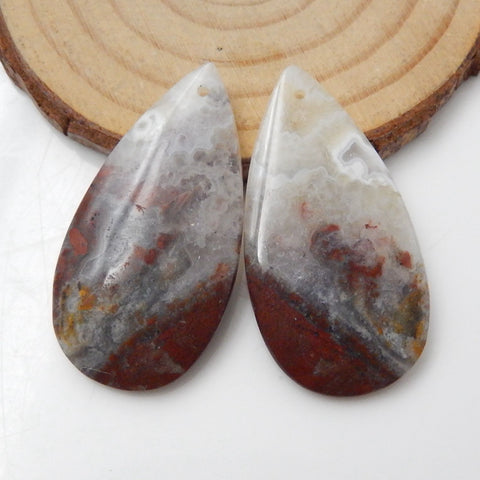 Crazy Lace Rosetta Stone Teardrop Earrings Stone Pair, stone for earrings making, 38x20x5mm, 11.3g - MyGemGarden