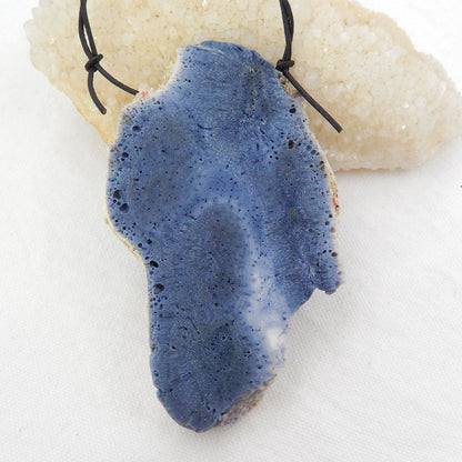 Nugget Blue coral Gemstone Pendant Bead, 107x65x13mm, 125.4g - MyGemGarden