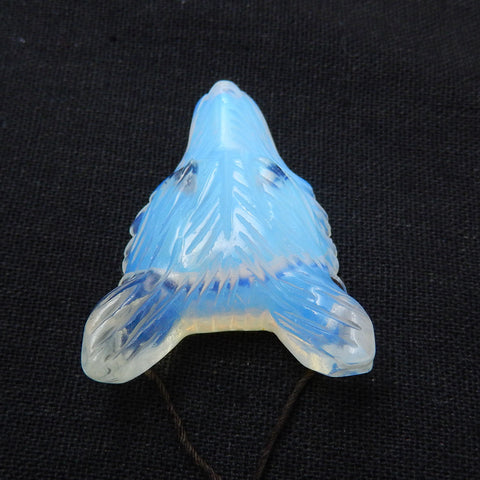 Handmade Opalite Carved Wolf Head Pendant Bead, 46x35x13mm, 22.1g - MyGemGarden