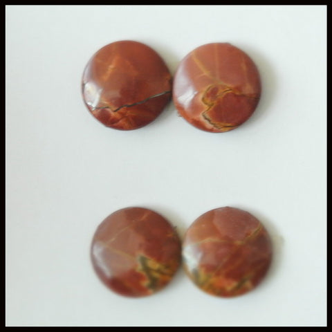 4pcs Natural Multi-Color Picasso Jasper Gemstone 15mm Round Cabochons, 15x15x4mm, 6.55g - MyGemGarden