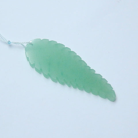 Natural Green Aventurine Drilled Leaf Pendant Bead, 66x24x4mm, 10.1g - MyGemGarden