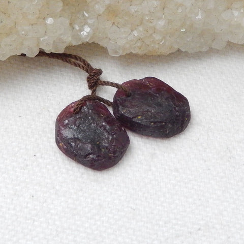 Garnet Earrings Stone Pair, stone for earrings making, 15x13x4mm, 3.5g - MyGemGarden