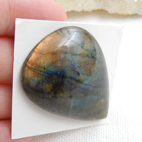 Natural Labradorite Teardrop Gemstone Cabochon, 42x30x8mm, 14.8g - MyGemGarden