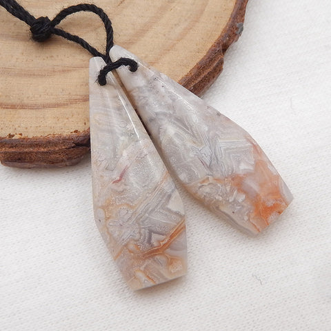 Natrual Stone Earrings Making Crazy Lace Agate Earrings Stone Pair, 31x12x4.5mm, 4.5g