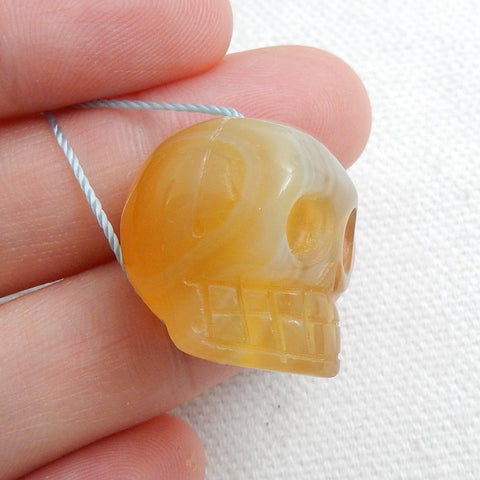 Natural Red agate Carving Skull Pendant, 21x18x16mm, 8.8g - MyGemGarden