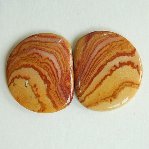 Natural Us Biggs Jasper Gemstone Cabochon pair, 20x17x3mm, 3.4g - MyGemGarden