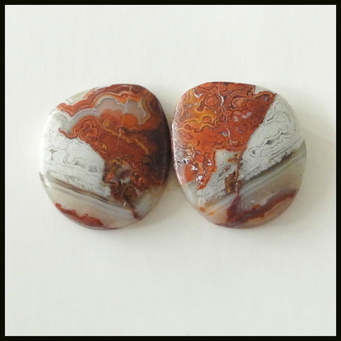 Natural Crazy Lace Agate Gemstone Cabochon Pair 15x14x4mm,2.6g - MyGemGarden