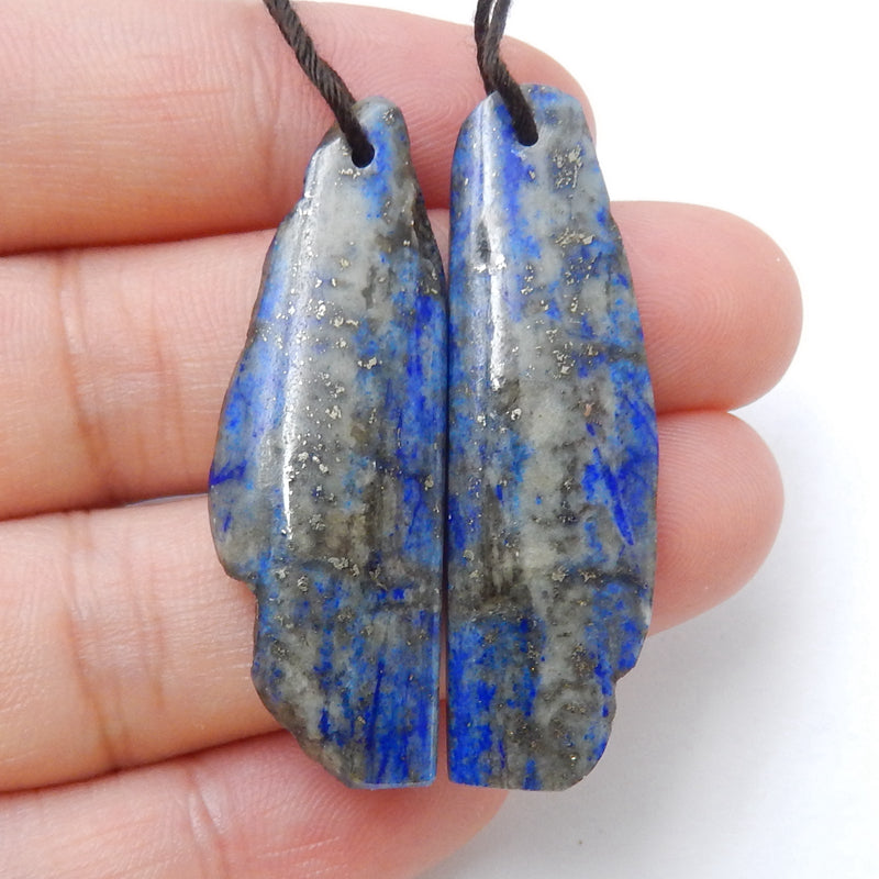 Nugget Lapis Lazuli Earrings Pair, stone for Earrings making, 40x12x4mm, 8.1g - MyGemGarden