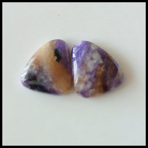 Natural Sugilite Gemstone Cabochon Pair, 13x12x4 mm, 2.6g - MyGemGarden