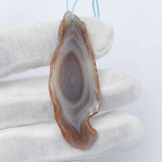 Agate Gemstone Natural Pendant Bead, 58x20x4mm, 9.0g - MyGemGarden