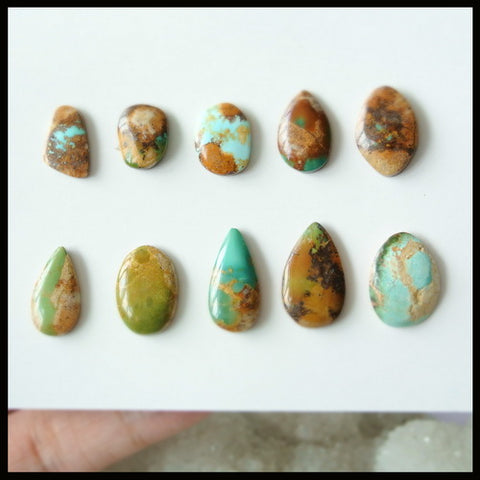 Natural 10PCS Turquoise Gemstone Cabochon 12x9x3mm,18x11x3mm,8.5g - MyGemGarden