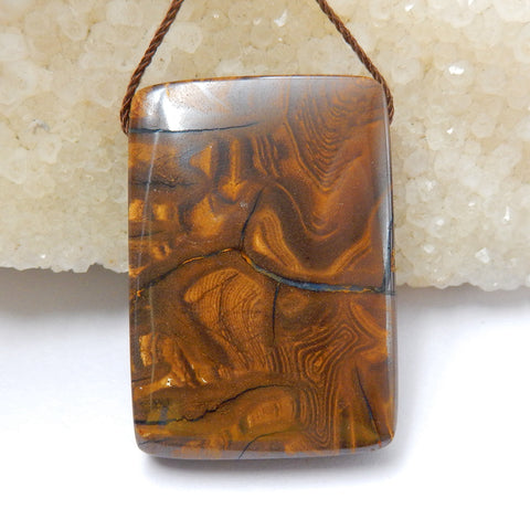 Natural Boulder opal Drilled Rectangle Gemstone Pendant Bead, 37x26x8mm, 20g - MyGemGarden