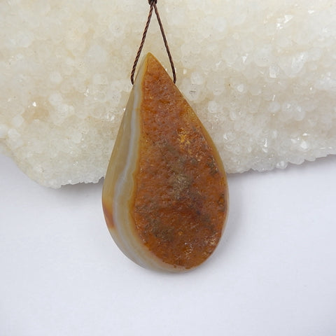 Nugget Agate Gemstone Natural Pendant Bead, 52x30x12mm, 22.4g - MyGemGarden