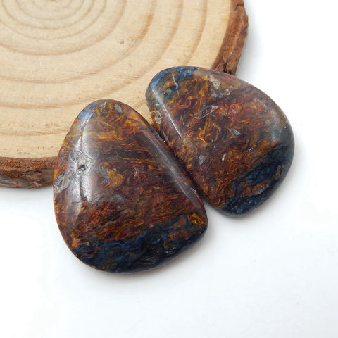 Natural Pieterisite Gemstone Cabochon Pair, 24x19x4mm, 6.4g - MyGemGarden